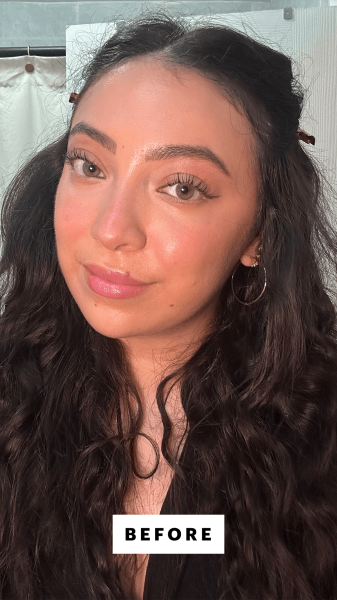 A selfie of Allure commerce editor Madison San Miguel before applying the L'Oral Paris Infallible BlurFection Loose...